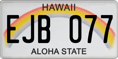 HI license plate EJB077
