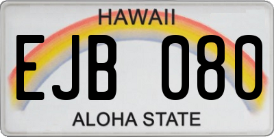 HI license plate EJB080