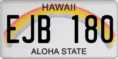 HI license plate EJB180