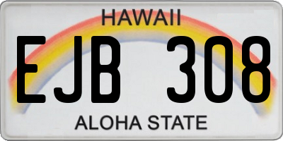 HI license plate EJB308