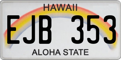 HI license plate EJB353