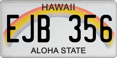 HI license plate EJB356