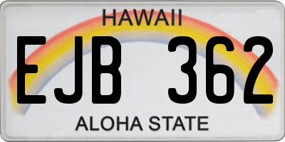 HI license plate EJB362