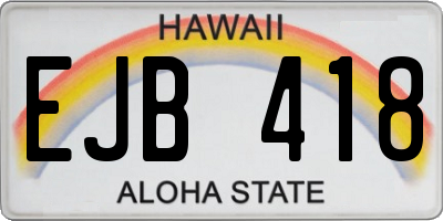 HI license plate EJB418