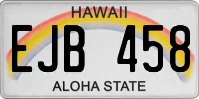 HI license plate EJB458