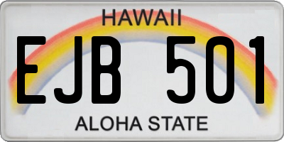 HI license plate EJB501