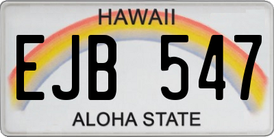 HI license plate EJB547