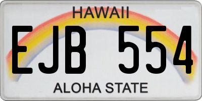 HI license plate EJB554