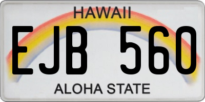 HI license plate EJB560