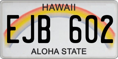 HI license plate EJB602