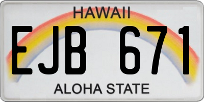 HI license plate EJB671