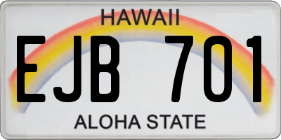 HI license plate EJB701