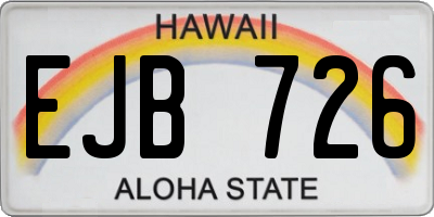 HI license plate EJB726
