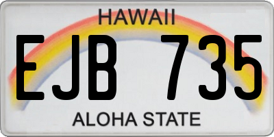 HI license plate EJB735