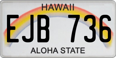 HI license plate EJB736