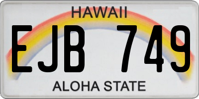 HI license plate EJB749