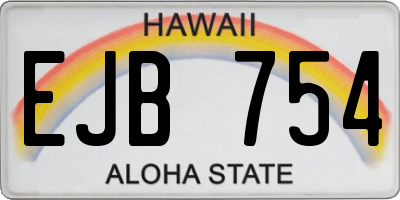 HI license plate EJB754
