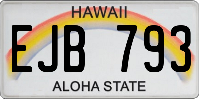HI license plate EJB793