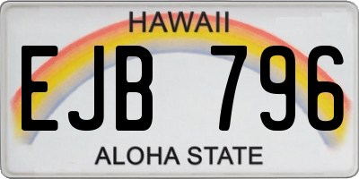 HI license plate EJB796