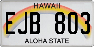 HI license plate EJB803