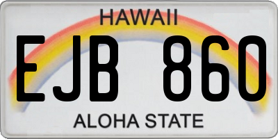 HI license plate EJB860