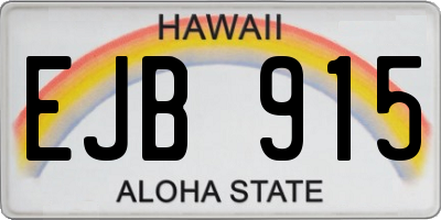HI license plate EJB915