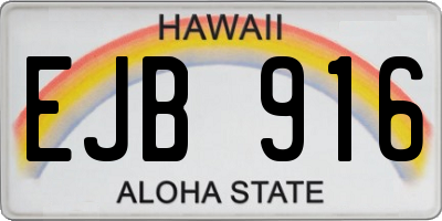 HI license plate EJB916