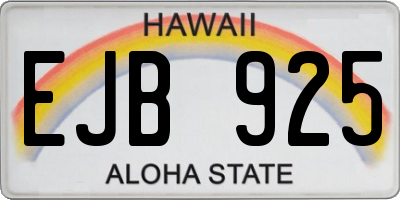 HI license plate EJB925