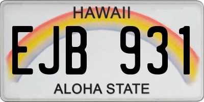 HI license plate EJB931