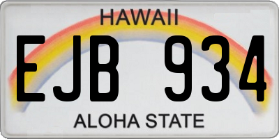 HI license plate EJB934