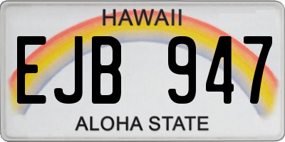 HI license plate EJB947