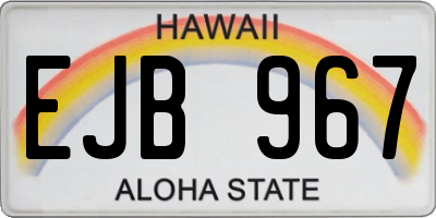 HI license plate EJB967