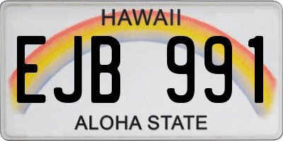 HI license plate EJB991