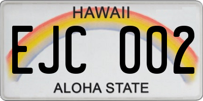 HI license plate EJC002