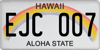 HI license plate EJC007