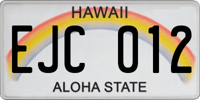 HI license plate EJC012