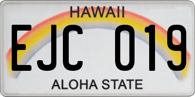 HI license plate EJC019
