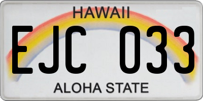 HI license plate EJC033