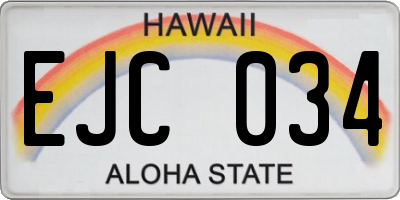 HI license plate EJC034