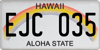 HI license plate EJC035