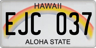 HI license plate EJC037