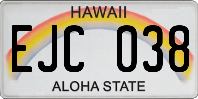 HI license plate EJC038