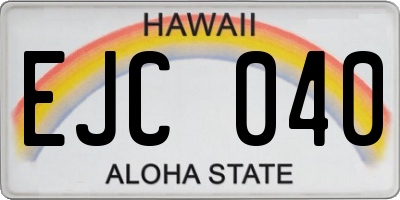 HI license plate EJC040
