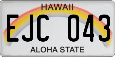 HI license plate EJC043