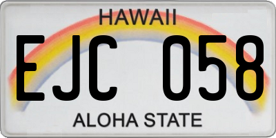 HI license plate EJC058