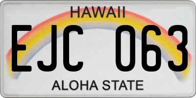 HI license plate EJC063