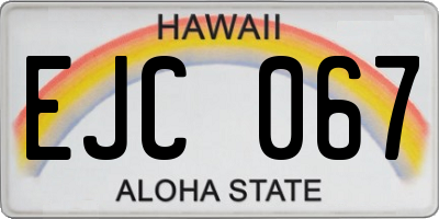 HI license plate EJC067