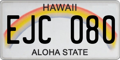 HI license plate EJC080