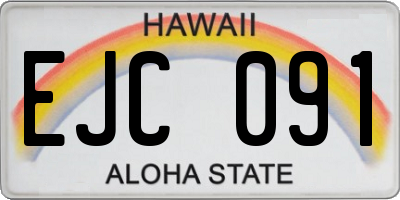 HI license plate EJC091