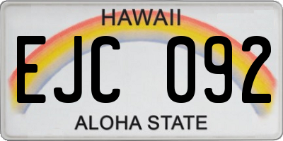 HI license plate EJC092